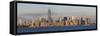 Statue of Liberty, One World Trade Center and Downtown Manhattan across the Hudson River-Gavin Hellier-Framed Stretched Canvas