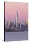 Statue of Liberty, One World Trade Center and Downtown Manhattan across the Hudson River-Gavin Hellier-Stretched Canvas