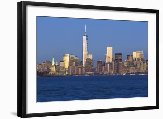 Statue of Liberty, One World Trade Center and Downtown Manhattan across the Hudson River-Gavin Hellier-Framed Photographic Print