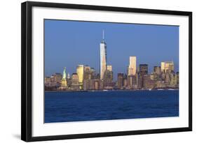 Statue of Liberty, One World Trade Center and Downtown Manhattan across the Hudson River-Gavin Hellier-Framed Photographic Print