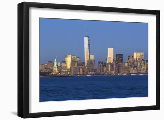 Statue of Liberty, One World Trade Center and Downtown Manhattan across the Hudson River-Gavin Hellier-Framed Photographic Print