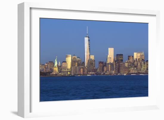 Statue of Liberty, One World Trade Center and Downtown Manhattan across the Hudson River-Gavin Hellier-Framed Photographic Print