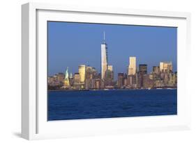 Statue of Liberty, One World Trade Center and Downtown Manhattan across the Hudson River-Gavin Hellier-Framed Photographic Print