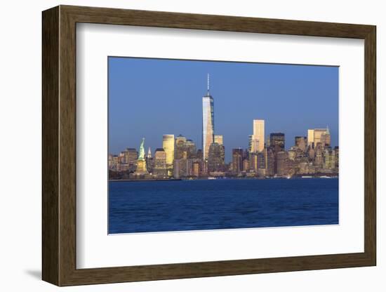 Statue of Liberty, One World Trade Center and Downtown Manhattan across the Hudson River-Gavin Hellier-Framed Photographic Print