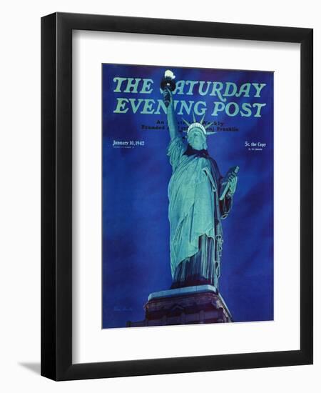 "Statue of Liberty," Saturday Evening Post Cover, January 10, 1942-Ivan Dmitri-Framed Giclee Print