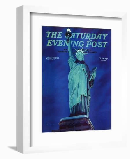 "Statue of Liberty," Saturday Evening Post Cover, January 10, 1942-Ivan Dmitri-Framed Giclee Print