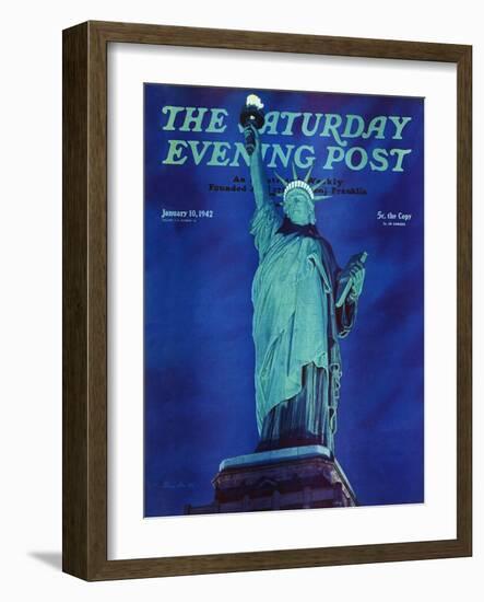 "Statue of Liberty," Saturday Evening Post Cover, January 10, 1942-Ivan Dmitri-Framed Giclee Print