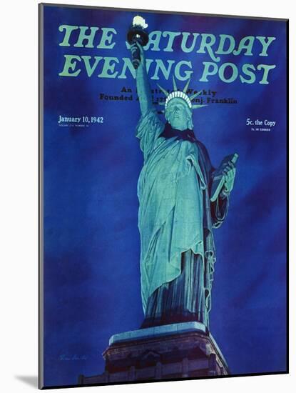 "Statue of Liberty," Saturday Evening Post Cover, January 10, 1942-Ivan Dmitri-Mounted Giclee Print