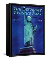 "Statue of Liberty," Saturday Evening Post Cover, January 10, 1942-Ivan Dmitri-Framed Stretched Canvas
