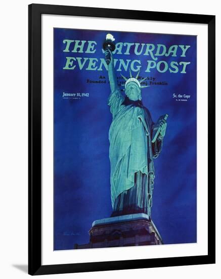 "Statue of Liberty," Saturday Evening Post Cover, January 10, 1942-Ivan Dmitri-Framed Giclee Print