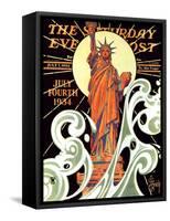 "Statue of Liberty," Saturday Evening Post Cover, July 7, 1934-Joseph Christian Leyendecker-Framed Stretched Canvas