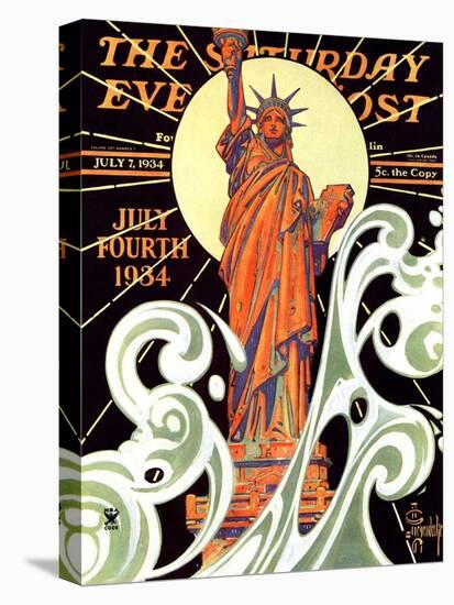 "Statue of Liberty," Saturday Evening Post Cover, July 7, 1934-Joseph Christian Leyendecker-Stretched Canvas