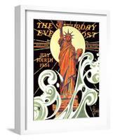 "Statue of Liberty," Saturday Evening Post Cover, July 7, 1934-Joseph Christian Leyendecker-Framed Giclee Print