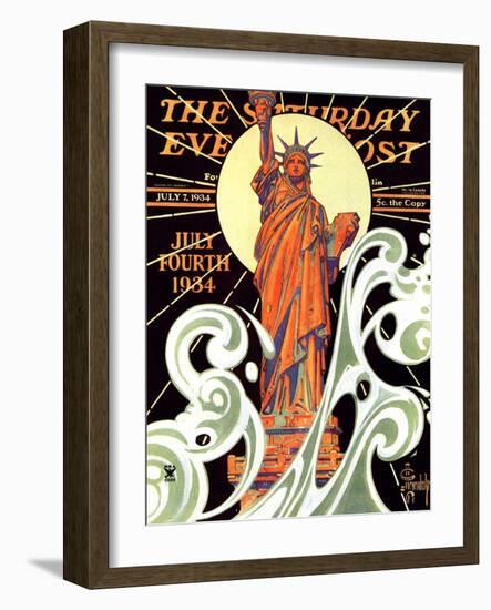 "Statue of Liberty," Saturday Evening Post Cover, July 7, 1934-Joseph Christian Leyendecker-Framed Premium Giclee Print