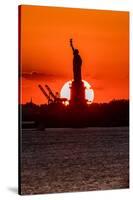 Statue of Liberty sunset. NYC harbor, Manhattan-null-Stretched Canvas