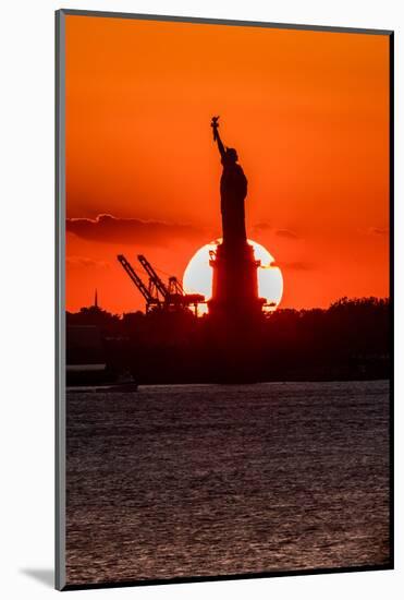 Statue of Liberty sunset. NYC harbor, Manhattan-null-Mounted Photographic Print