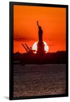 Statue of Liberty sunset. NYC harbor, Manhattan-null-Framed Photographic Print