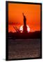 Statue of Liberty sunset. NYC harbor, Manhattan-null-Framed Premium Photographic Print