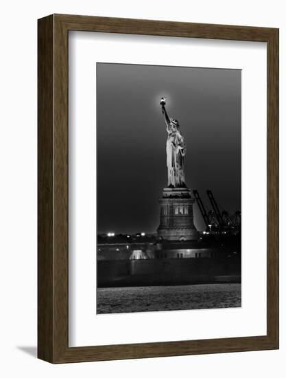 Statue of Liberty sunset. NYC harbor, Manhattan-null-Framed Photographic Print