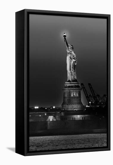 Statue of Liberty sunset. NYC harbor, Manhattan-null-Framed Stretched Canvas