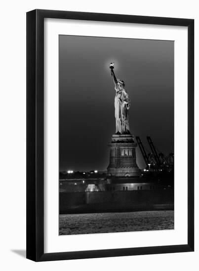 Statue of Liberty sunset. NYC harbor, Manhattan-null-Framed Photographic Print