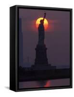 Statue of Liberty, Sunset, NYC-Kurt Freundlinger-Framed Stretched Canvas