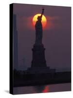 Statue of Liberty, Sunset, NYC-Kurt Freundlinger-Stretched Canvas