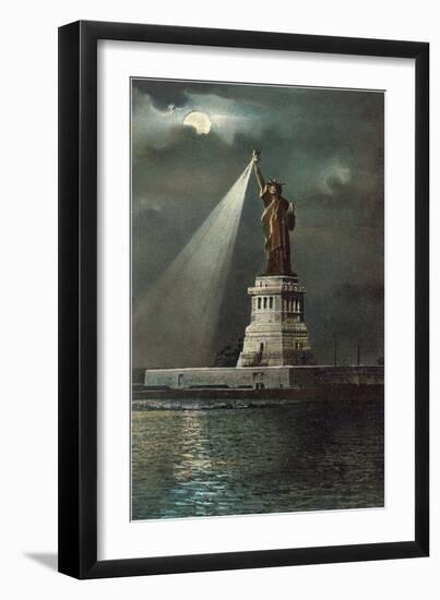 Statue of Liberty, Torch Spotlight-null-Framed Art Print