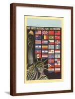 Statue of Liberty, UN Flags, New York City-null-Framed Art Print