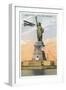 Statue of Liberty with Biplane, New York City-null-Framed Art Print
