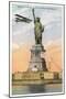 Statue of Liberty with Biplane, New York City-null-Mounted Art Print