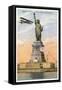 Statue of Liberty with Biplane, New York City-null-Framed Stretched Canvas