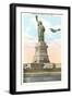 Statue of Liberty with Biplane, New York City-null-Framed Art Print