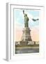 Statue of Liberty with Biplane, New York City-null-Framed Art Print