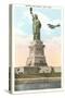 Statue of Liberty with Biplane, New York City-null-Stretched Canvas