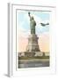 Statue of Liberty with Biplane, New York City-null-Framed Art Print