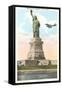 Statue of Liberty with Biplane, New York City-null-Framed Stretched Canvas