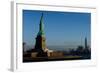 Statue Of Liberty with city in the background, Manhattan, New York City, New York State, USA-null-Framed Photographic Print