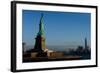 Statue Of Liberty with city in the background, Manhattan, New York City, New York State, USA-null-Framed Photographic Print