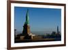 Statue Of Liberty with city in the background, Manhattan, New York City, New York State, USA-null-Framed Photographic Print