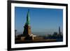 Statue Of Liberty with city in the background, Manhattan, New York City, New York State, USA-null-Framed Photographic Print