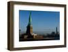 Statue Of Liberty with city in the background, Manhattan, New York City, New York State, USA-null-Framed Photographic Print