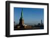 Statue Of Liberty with city in the background, Manhattan, New York City, New York State, USA-null-Framed Photographic Print