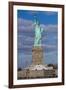 Statue Of Liberty with city in the background, Manhattan, New York City, New York State, USA-null-Framed Photographic Print