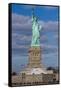 Statue Of Liberty with city in the background, Manhattan, New York City, New York State, USA-null-Framed Stretched Canvas