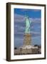 Statue Of Liberty with city in the background, Manhattan, New York City, New York State, USA-null-Framed Photographic Print