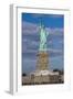 Statue Of Liberty with city in the background, Manhattan, New York City, New York State, USA-null-Framed Photographic Print