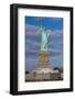 Statue Of Liberty with city in the background, Manhattan, New York City, New York State, USA-null-Framed Photographic Print