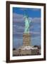 Statue Of Liberty with city in the background, Manhattan, New York City, New York State, USA-null-Framed Photographic Print