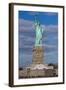 Statue Of Liberty with city in the background, Manhattan, New York City, New York State, USA-null-Framed Photographic Print